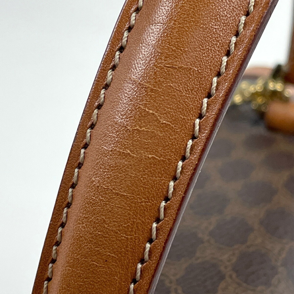 Celine Macadam Pattern Circle Canvas Handbag Brown - image 6